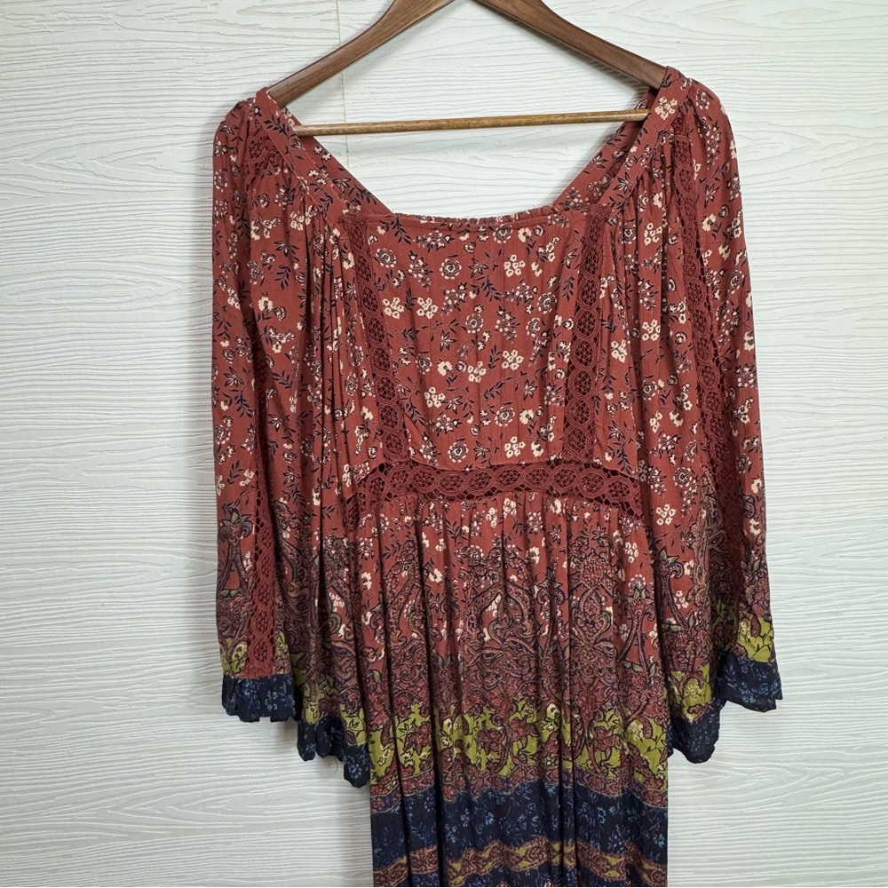 Angie Floral Bell Sleeve Lace Boho Festival Dress Large - Picture 3 of 11
